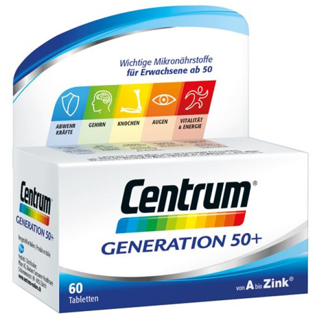 Centrum Generation 50+ tableteista A:sta sinkki 30 tablettiin