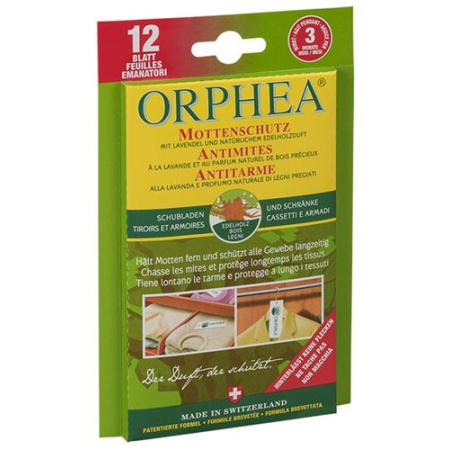 Orphea Moth Protection Leaves with Precious Wood Fragrance - 12 pcs
