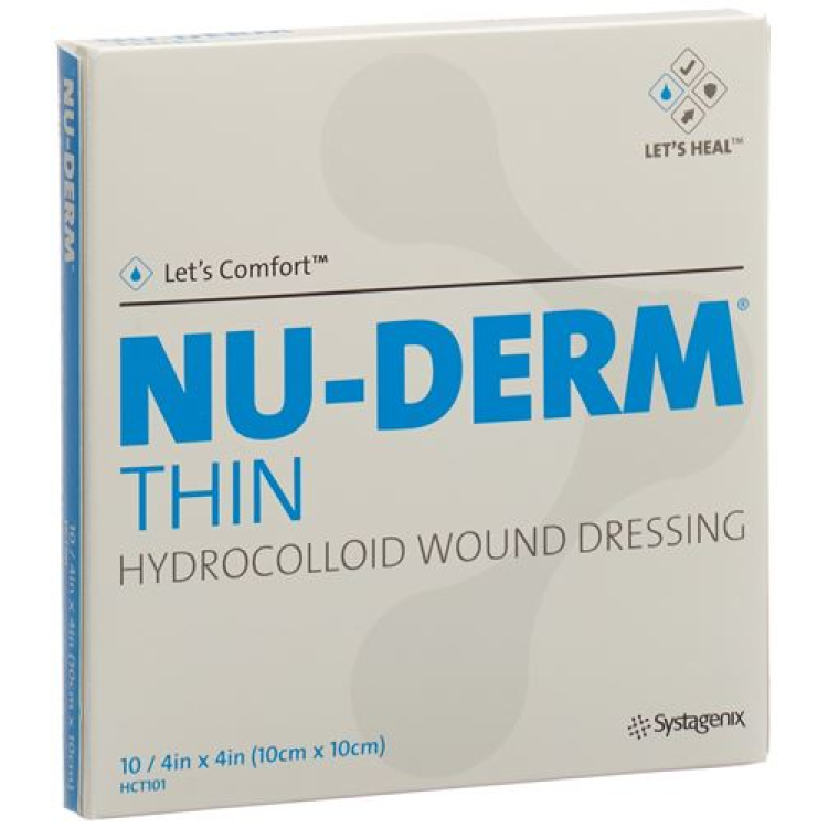 NU-DERM மெல்லிய ஹைட்ரோகலாய்டு டிரஸ்ஸிங் 10x10cm மலட்டுத்தன்மை 10 பிசிக்கள்