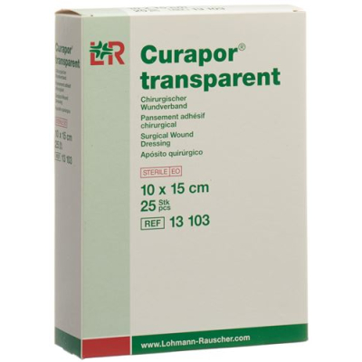 חבישה לפצע של curapor 10x15 ס"מ שקופה 25 bag