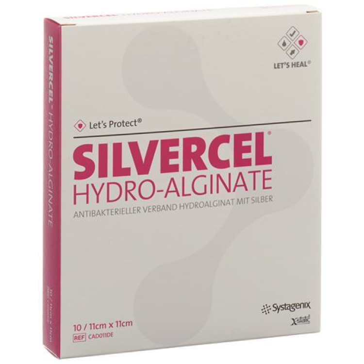 Silvercel hydroalginat kompresser 11x11cm 10 stk