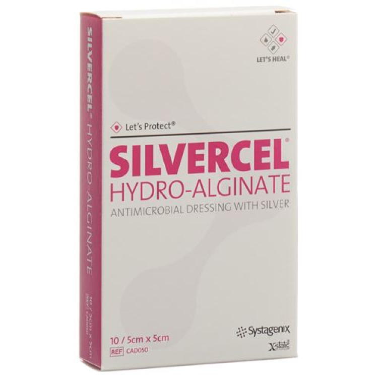 SILVERCEL hydroalginat kompresser 5x5cm 10 stk