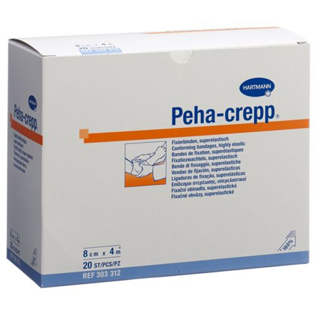 باند کرپ Peha Crepp 4mx8cm سفید 20 عدد