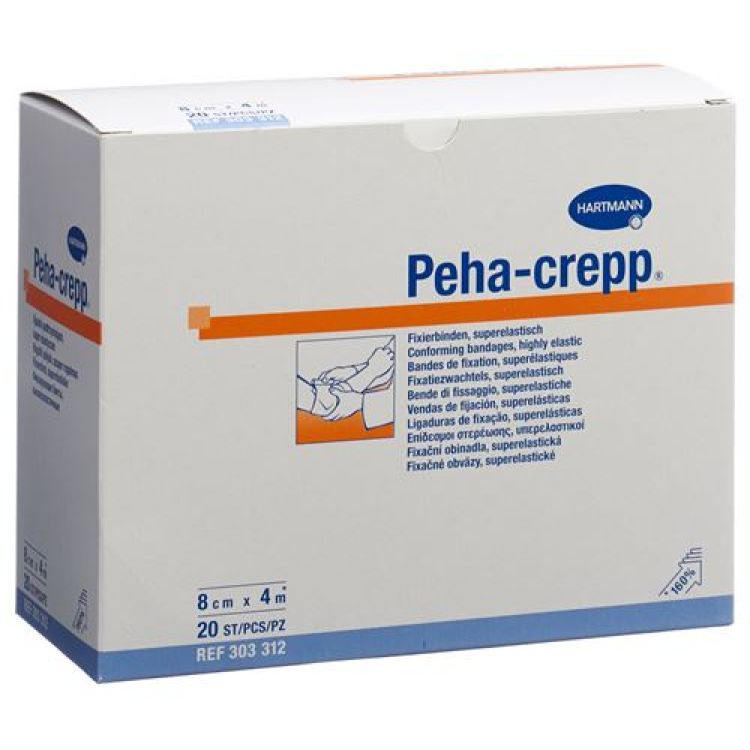 Peha Crepp crepebandage 4mx8cm hvid 20 stk