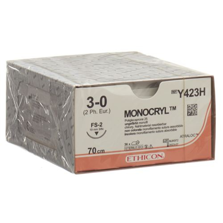 MONOCRYL 70cm boyasız 3-0 FS-2 36 adet Y423H