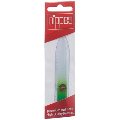 Nippes glass nail file in a case 9cm assorted yellow violet blue