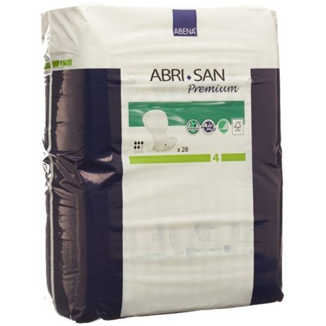 Shelter-San Premium anatomisk formet indsats Nr4 20x44cm grøn sugekapacitet 800 ml af 28 stk.