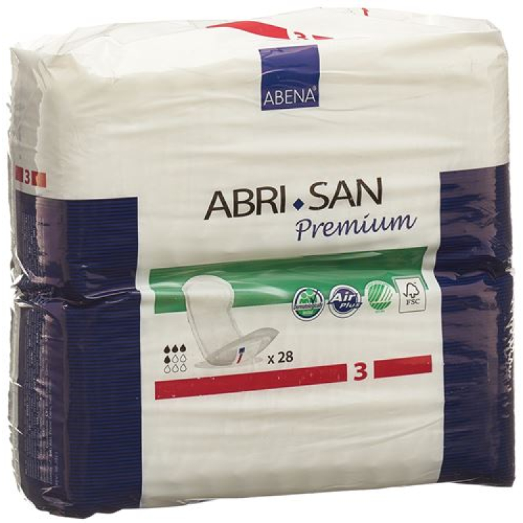 Abri-San Premium anatomisch geformte Einlage Nr3 11x33cm rot Sau