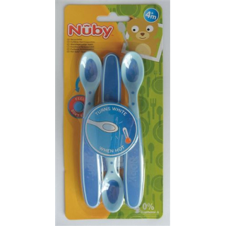 Nuby The Wooden Spoon sensible al calor Soft Flex 3 uds