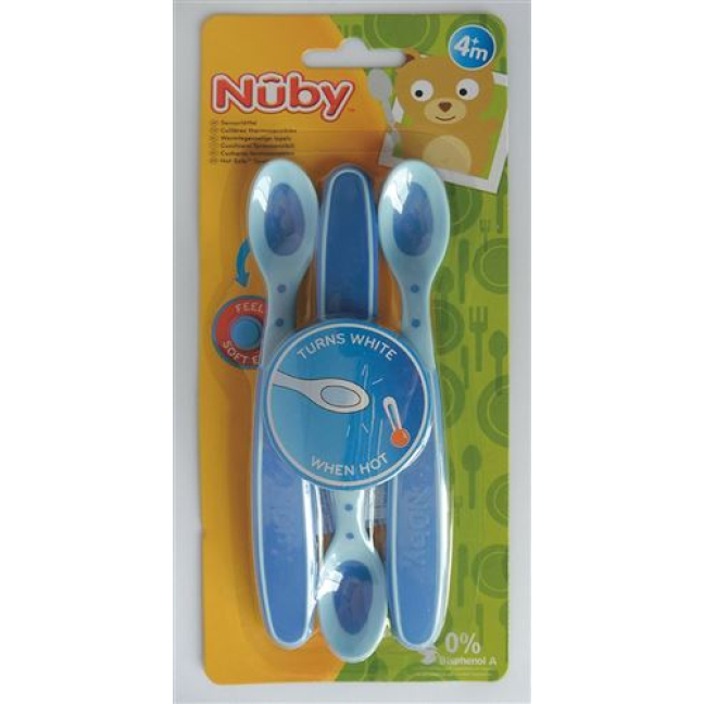 Nuby The Wooden Spoon sensible al calor Soft Flex 3 uds