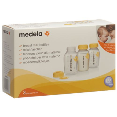 Butelka na mleko medela z pokrywką 150 ml z wkładką 3 szt