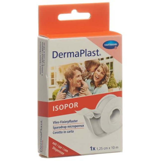 Dermaplast Isopor fixation plaster 1.25cmx10m fleece white Disp