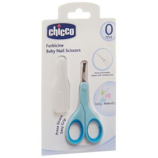 Nożyczki dla niemowląt Chicco z nasadką ochronną w kolorze jasnoniebieskim