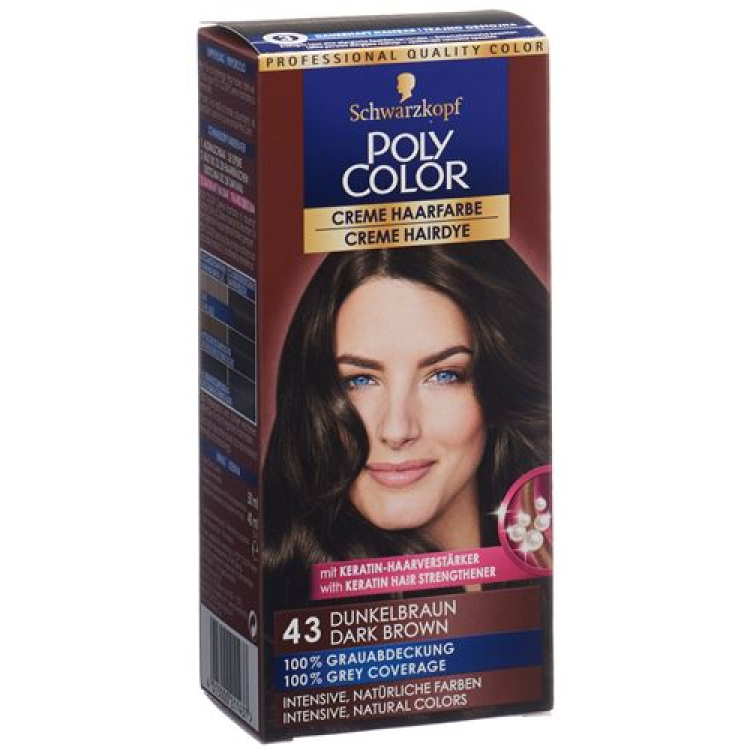 POLYCOLOR krem ​​barva za lase 43 temno rjava