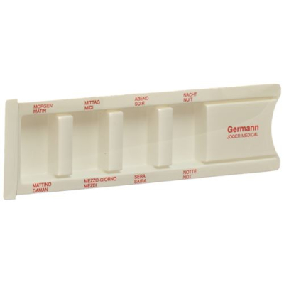 GERMANN day medication dispenser white/red lettering