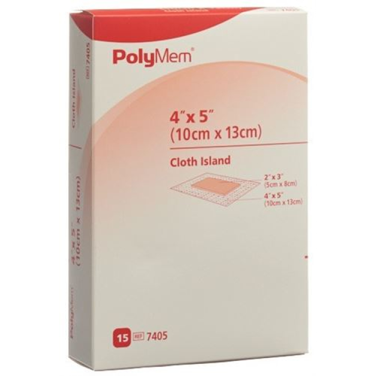 PolyMem 粘性伤口敷料 10x13cm 羊毛无菌 15 x