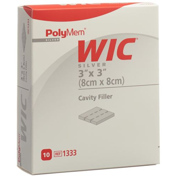 PolyMem WIC Silver polnilo za rane 8x8cm sterilno 10 kos