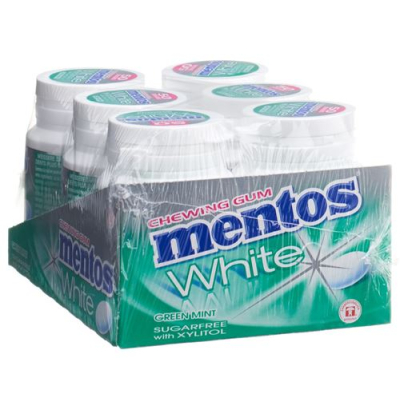 Mentos gum white green mint 6 x 75 ក្រាម។