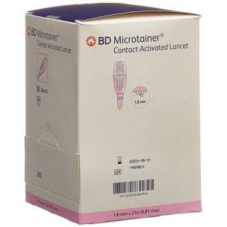 BD Microtainer kontaktaktiverade lansetter för kapillärblod 21Gx1,8mm rosa 200 st
