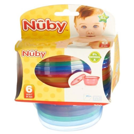 Nuby Porridge bowl set picnic 300ml with lid 6 pieces