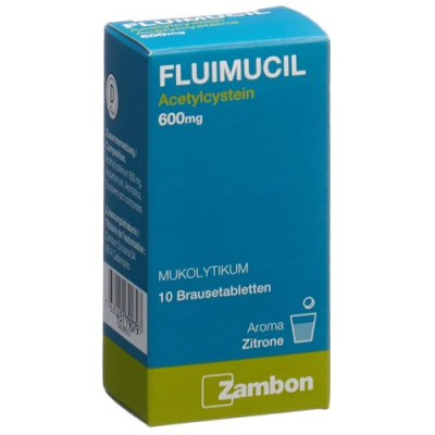 Fluimucil effervescent tabletse 600 mg voksen sitron (d) 10 stk