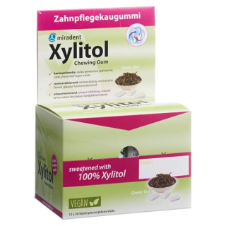 Miradent Xylitol žvečilni gumi zeleni čaj 12 x 30 kos