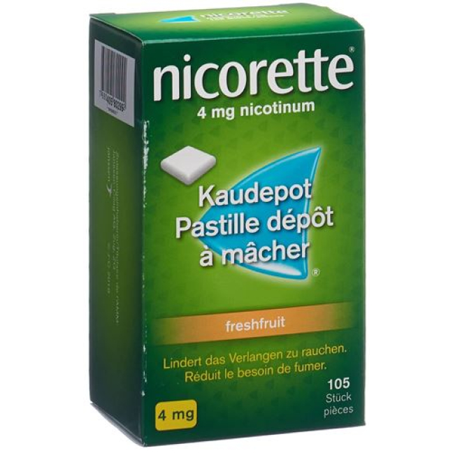Nicorette Fresh Fruit Kaudepots 4 mg 105 pcs