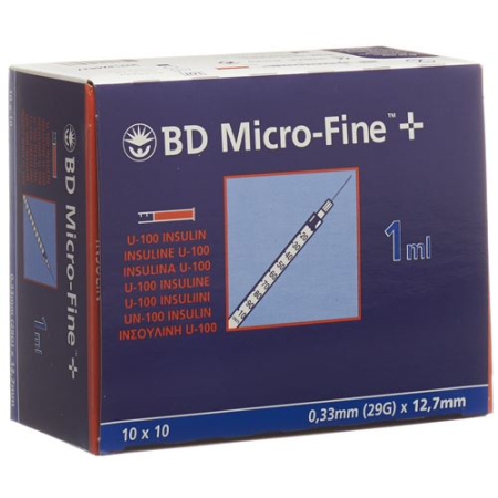 BD マイクロファイン + U100 インスリン注射器 12.7x0.33 100 x 1 ml