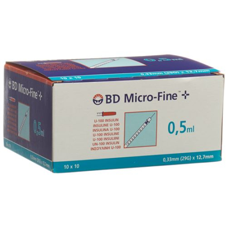Seringa de insulina BD Micro-Fine + U100 12,7x0,33 100 x 0,5 ml