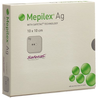 חבישה מוקצפת Mepilex Ag Safetac 10x10 ס"מ סיליקון 5 יח'