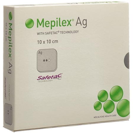 Mepilex Ag Safetac apósito espuma 10x10cm Silicona 5uds