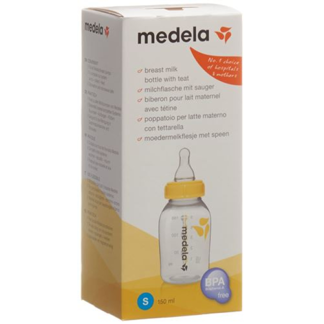 Medela mælkeflaske 150ml suge m S (0-3 måneder)