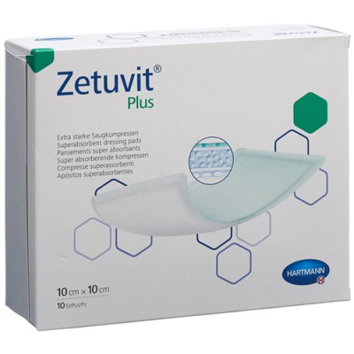 Zetuvit plus absorptionsforening 10x10cm 10 stk