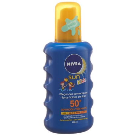 Nivea Sun Kids voedende Zonnespray SPF 50+ waterproof gekleurd 200 ml