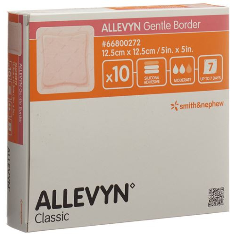 Allevyn Gentle Border dressing luka 12.5x12.5cm 10 pcs