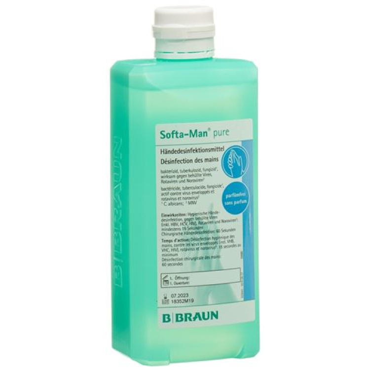 Softa-Man disinfettante mani alcolico puro senza profumo 500ml