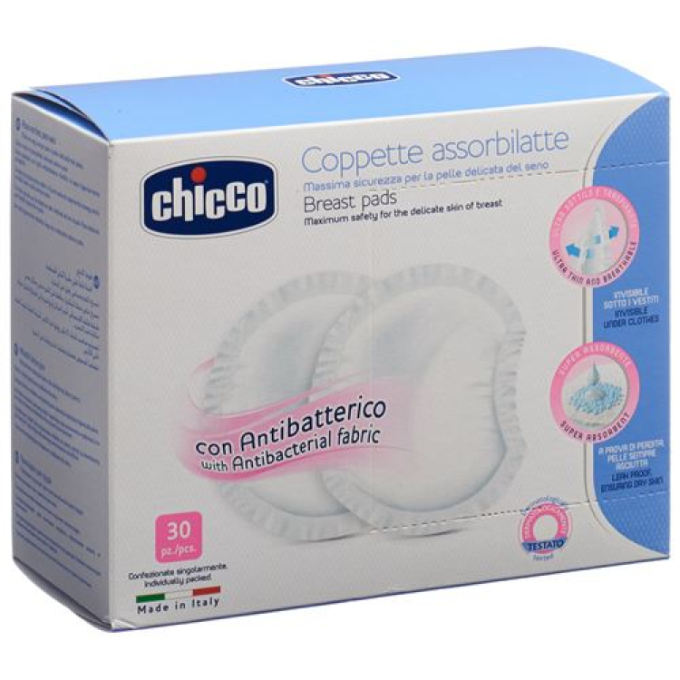 Chicco nursing pads light and safe antibacterial 30 pcs