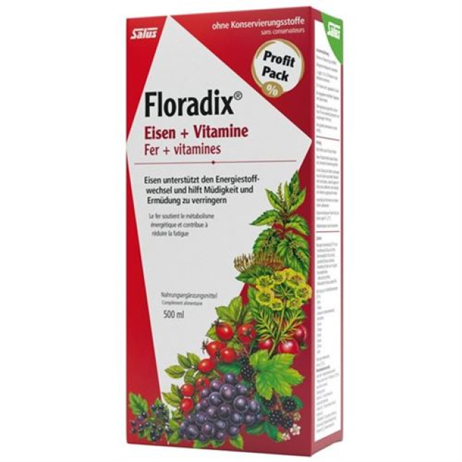Floradix 비타민 + 유기농 철분 주스 500ml