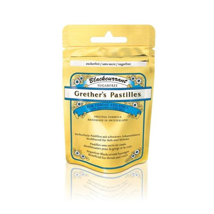 Grethers Blackcurrant Pastilles គ្មានជាតិស្ករ Ds 110 ក្រាម។