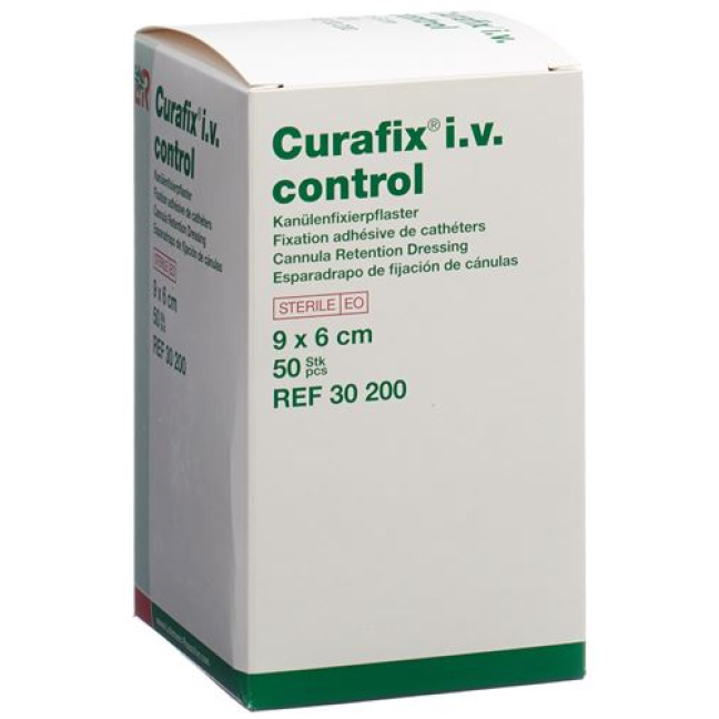 Curafix i.v. kontrol transp kanül tespit bandajı 9x6cm 50 adet