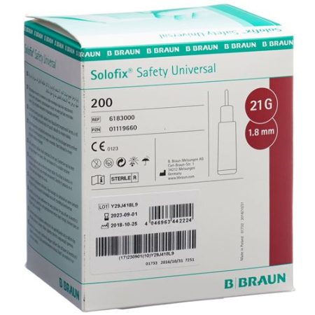SOLOFIX SAFETY Lancet Unive 21 G x 1.8mm 200 កុំព្យូទ័រ