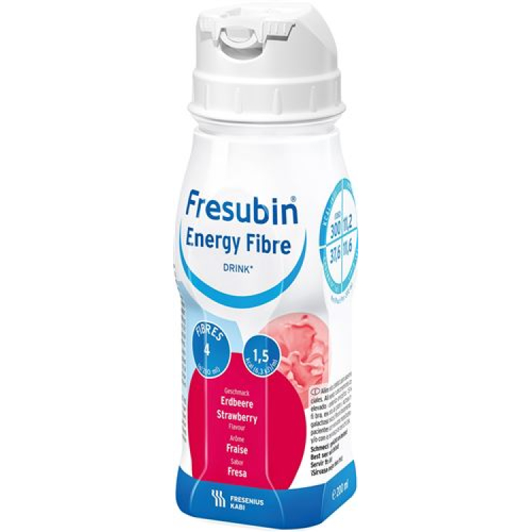 Fresubin Energy Fiber DRINK Jordbær 4 flasker 200 ml