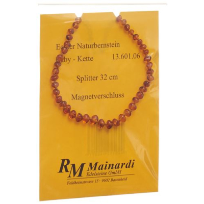 Mainardi natural amber 32cm grit magnet clasp