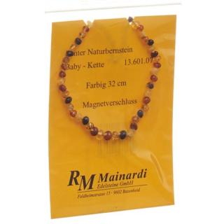 MAINARDI natural amber 32cm colored magnetic clasp
