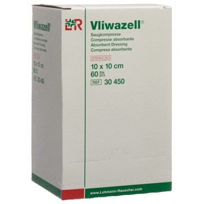 Vliwazell absorberende bandage 10x10cm steril 60 stk