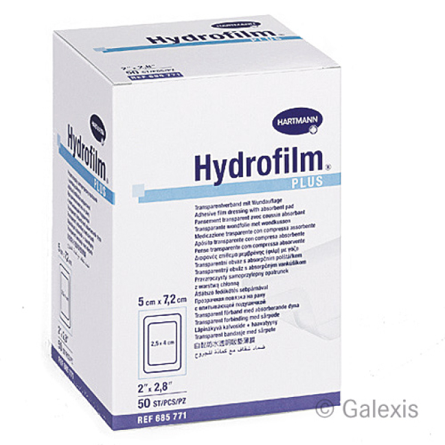 Hydrofilm PLUS vandeniui atsparus tvarstis 5x7,2cm sterilus 50 vnt