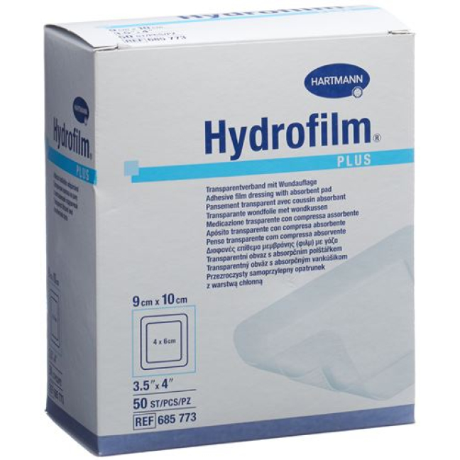 Hydrofilm PLUS waterproof wound dressing 9x10cm sterile 50 pcs