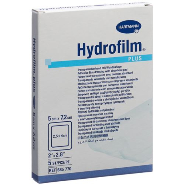 Hydrofilm PLUS wasserdichter Wundverband 5x7.2cm steril 5 Stk