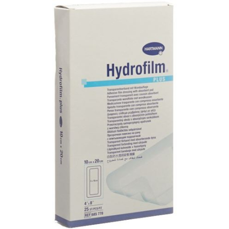 Hydrofilm PLUS penso impermeável para feridas 10x20cm estéril 25 unid.