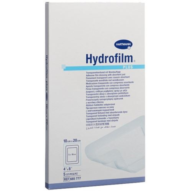 Hydrofilm PLUS vedenpitävä haavasidos 10x20cm steriili 5 kpl
